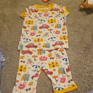 Kids Pajamas with Fun Print and Yellow Accents Day Wear Bamboo